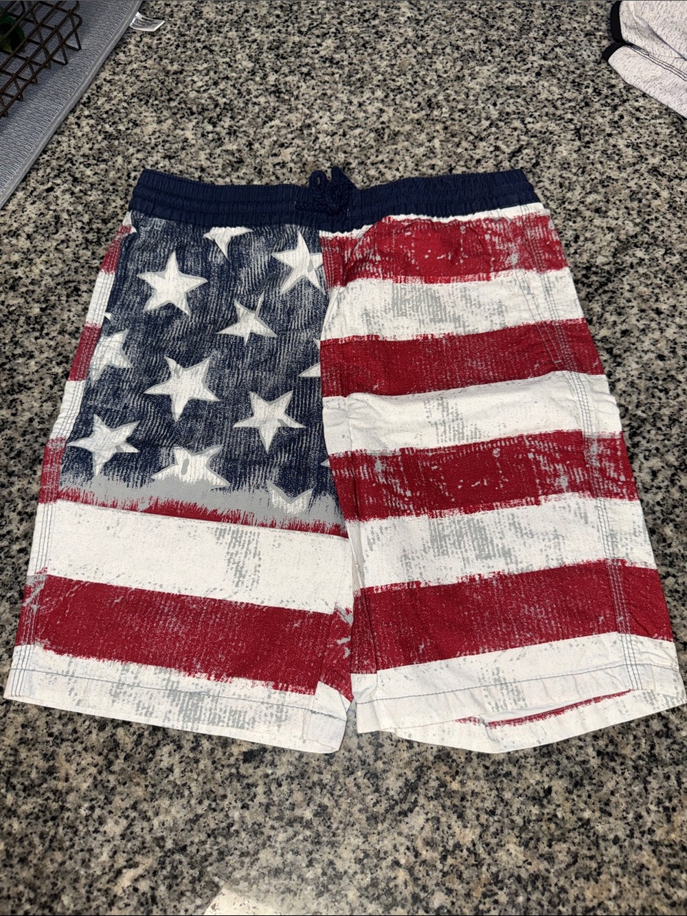 Men's American Flag Print Swim Shorts - Red/White/Blue